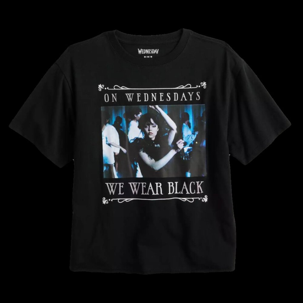 Juniors' Wednesday Halloween Cropped Graphic Tee size medium new with tag